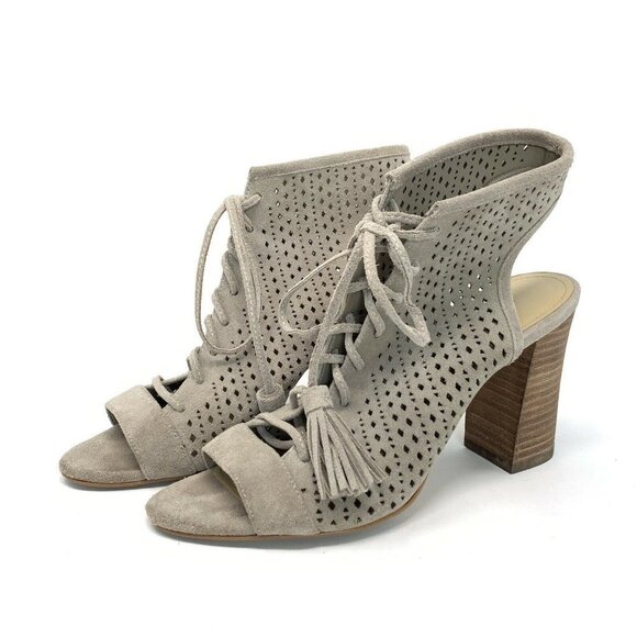 Marc Fisher 7.5 Lace Up Perforated Suede Booties - Picture 10 of 11